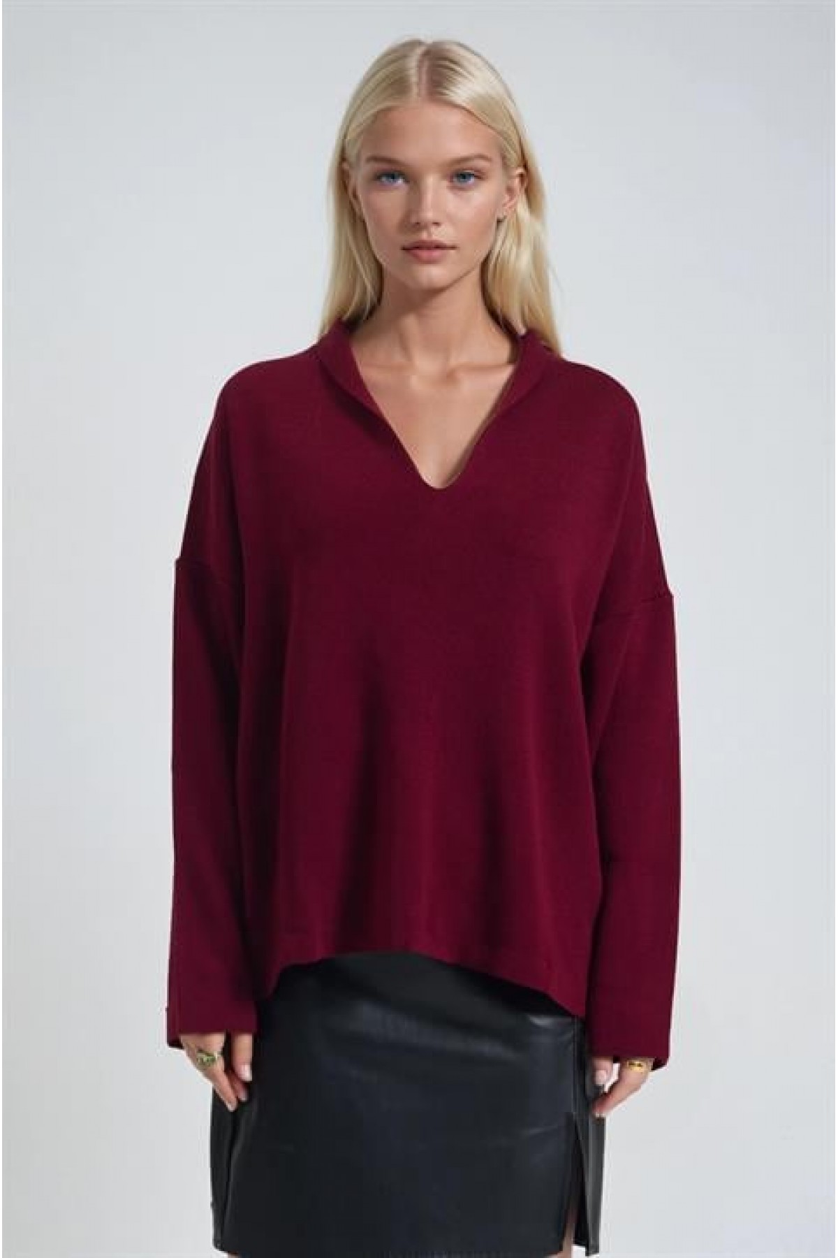 Şal Yaka Detaylı Standart Triko Kazak 1422