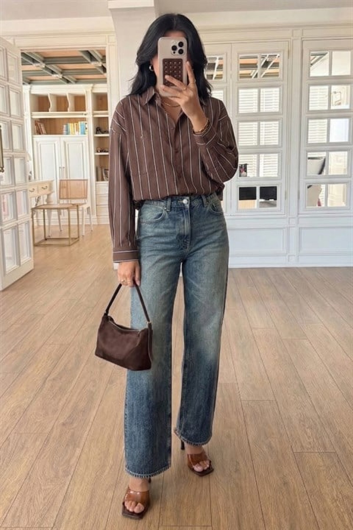 Çizgili Oversize Kesim Gömlek 3505