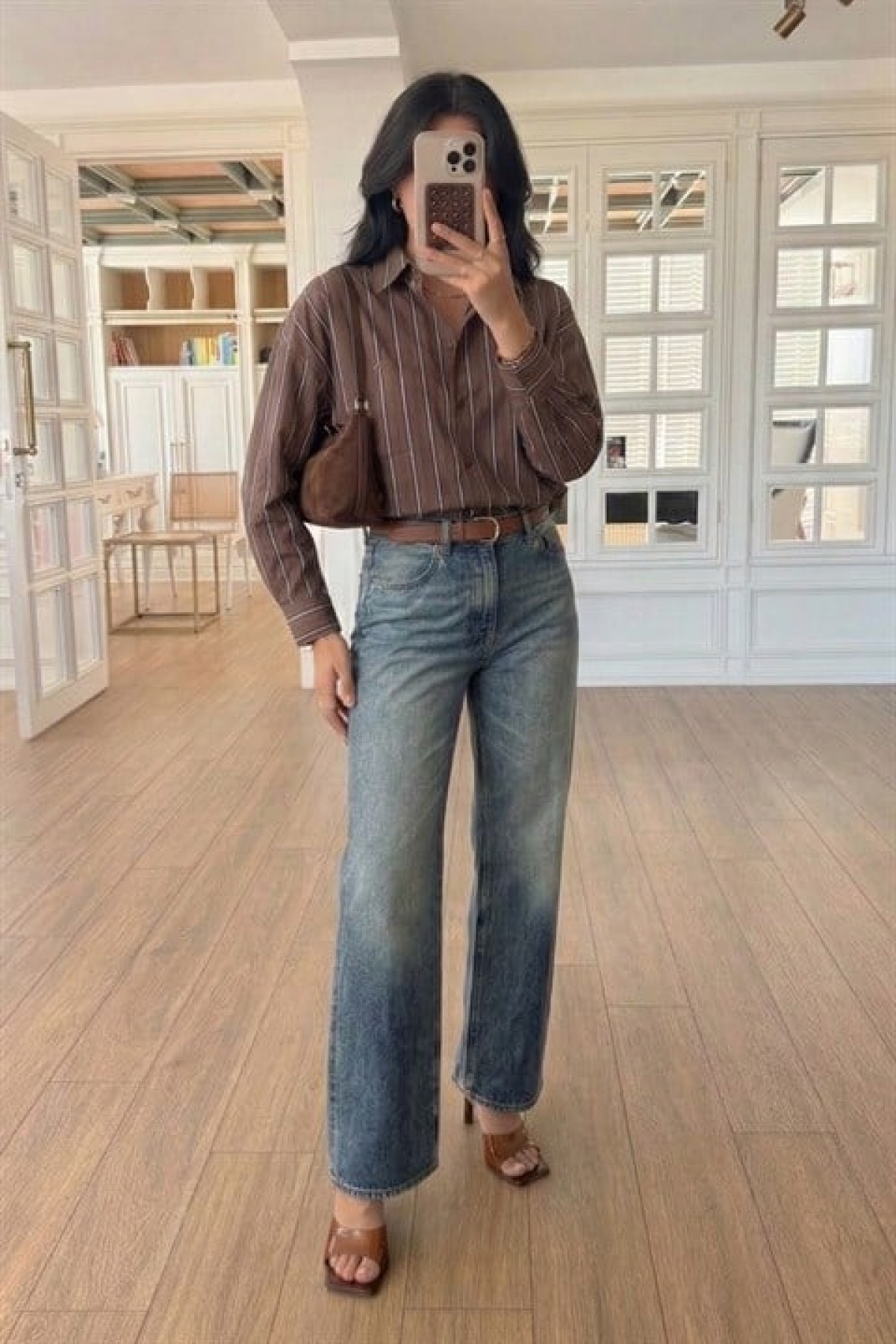 Çizgili Oversize Kesim Gömlek 3505
