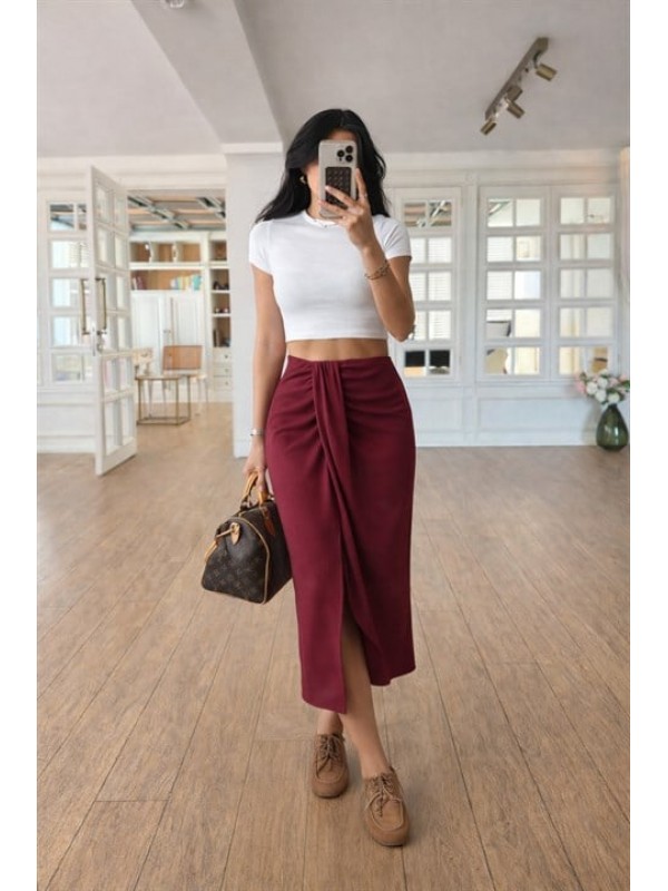 Drape Detaylı Anvelop Etek 4089