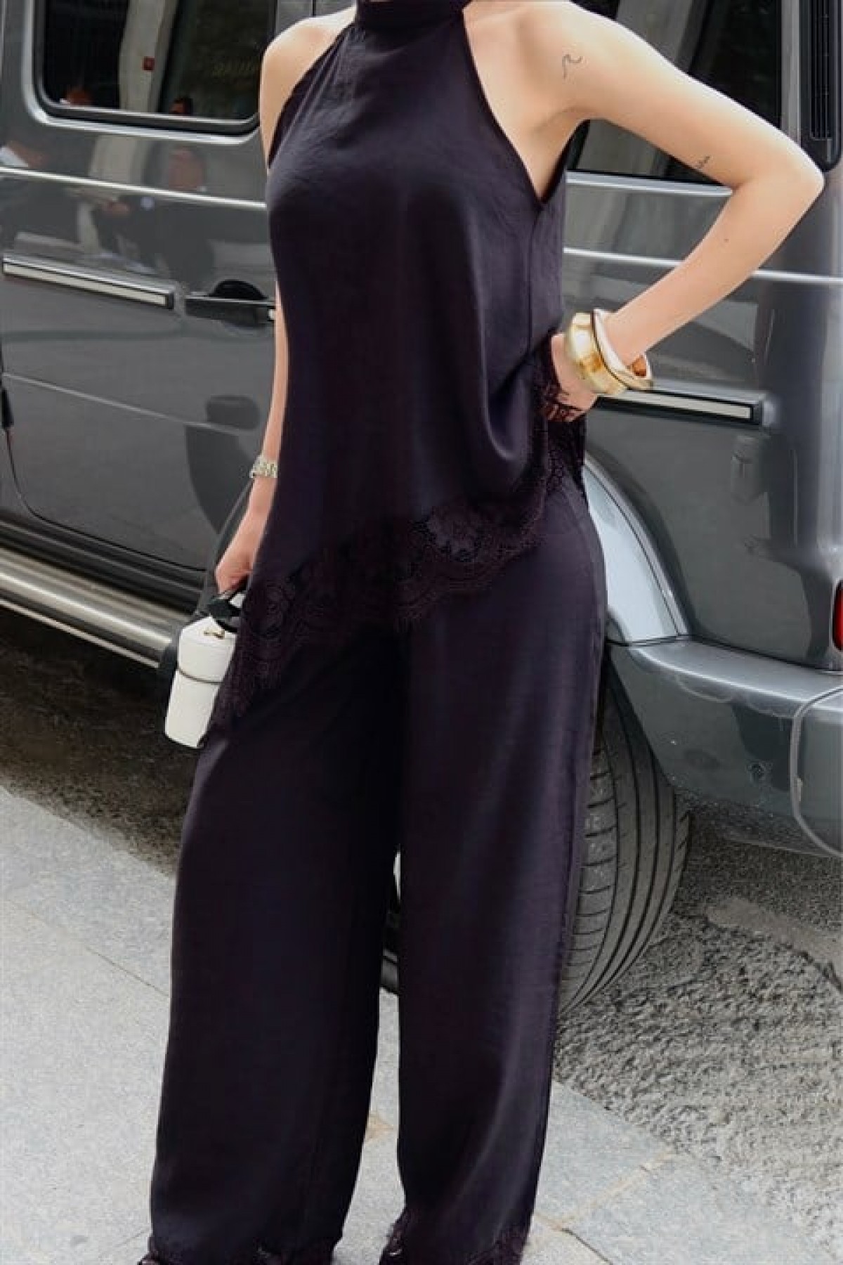 Dantel Detaylı Pantolon Bluz Set  10330