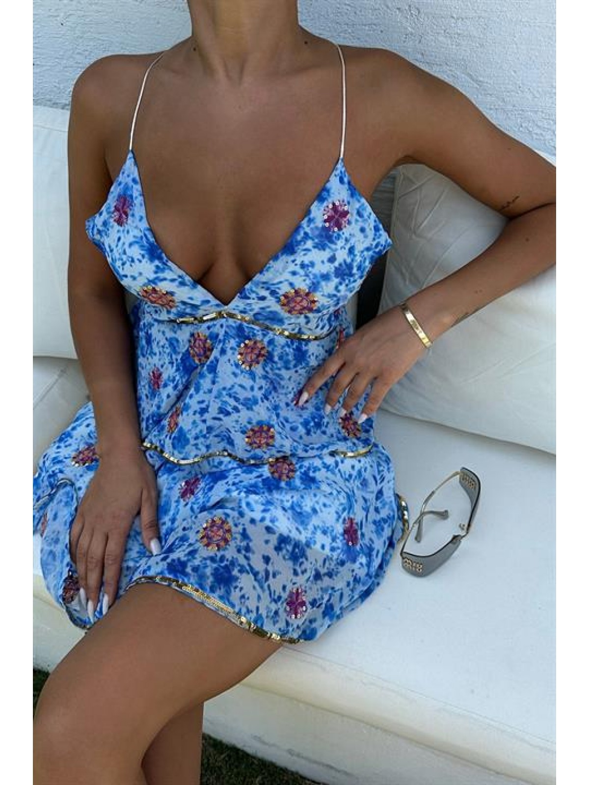 Cheryl Gold Sequin Detail Dress 2475