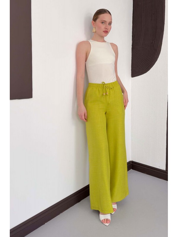 Fıstık Yeşili Keten Toptan Pantolon | D2381 Topshow