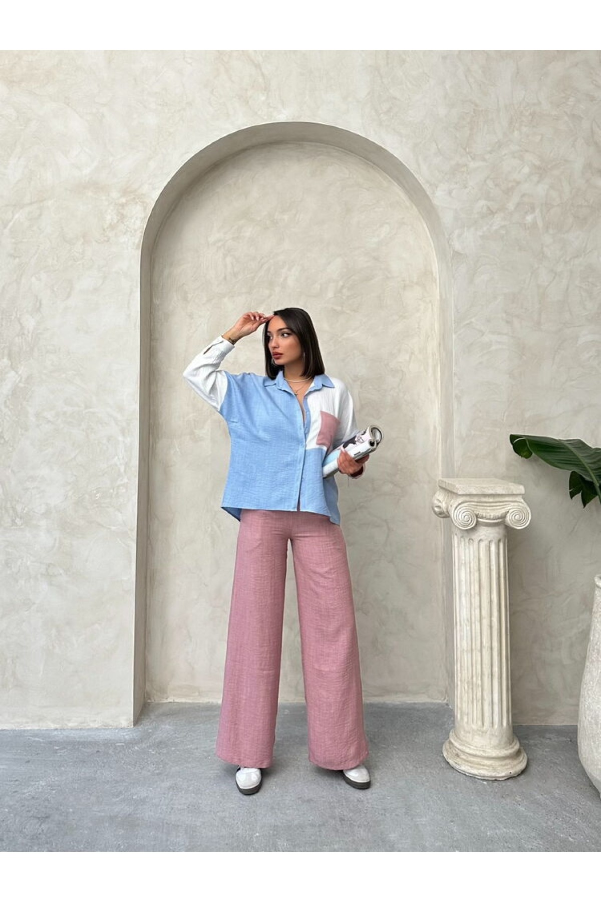 Topshow Pudra Keten Toptan Pantolon