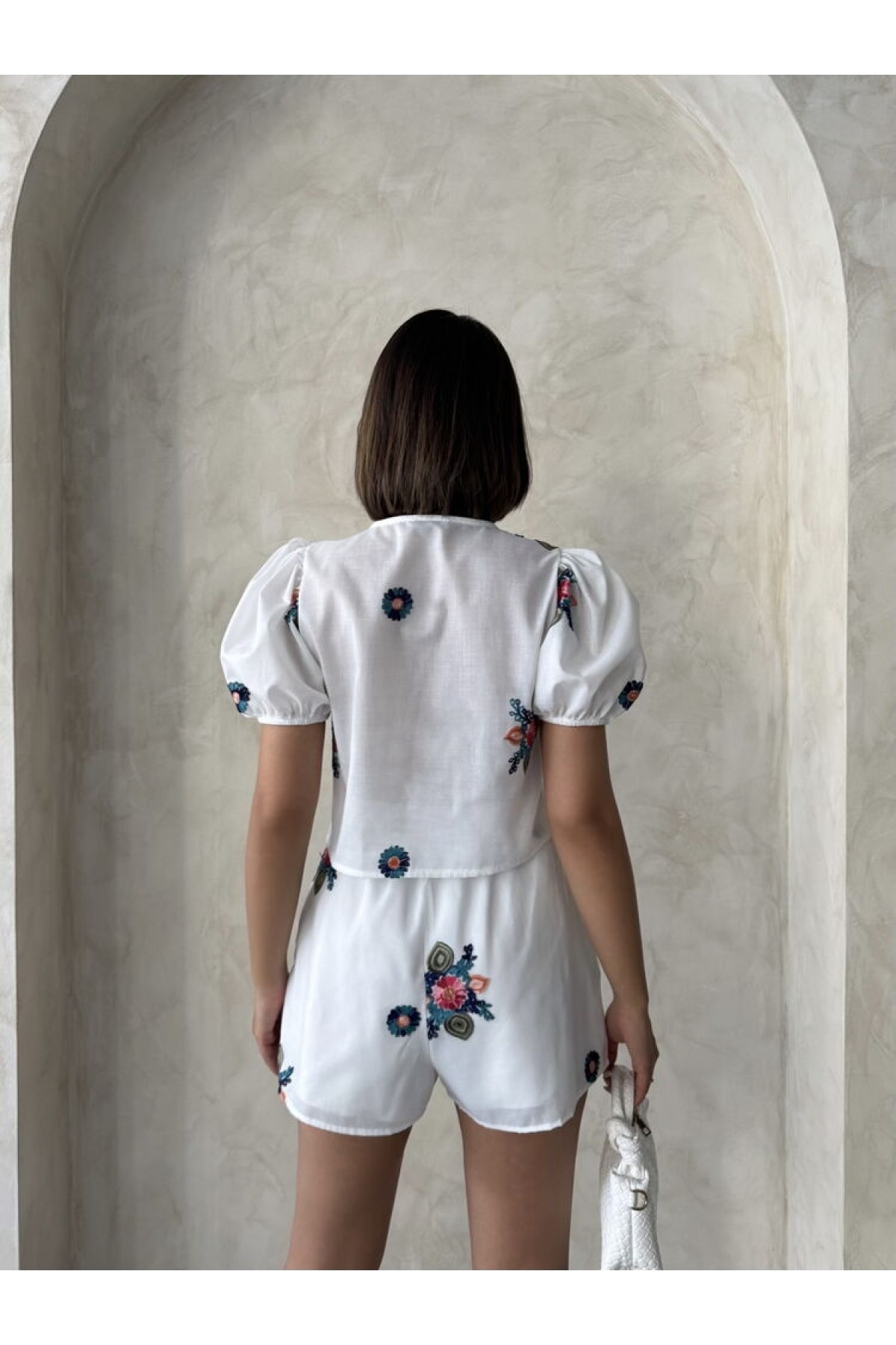 Embroidered Voile Shorts 