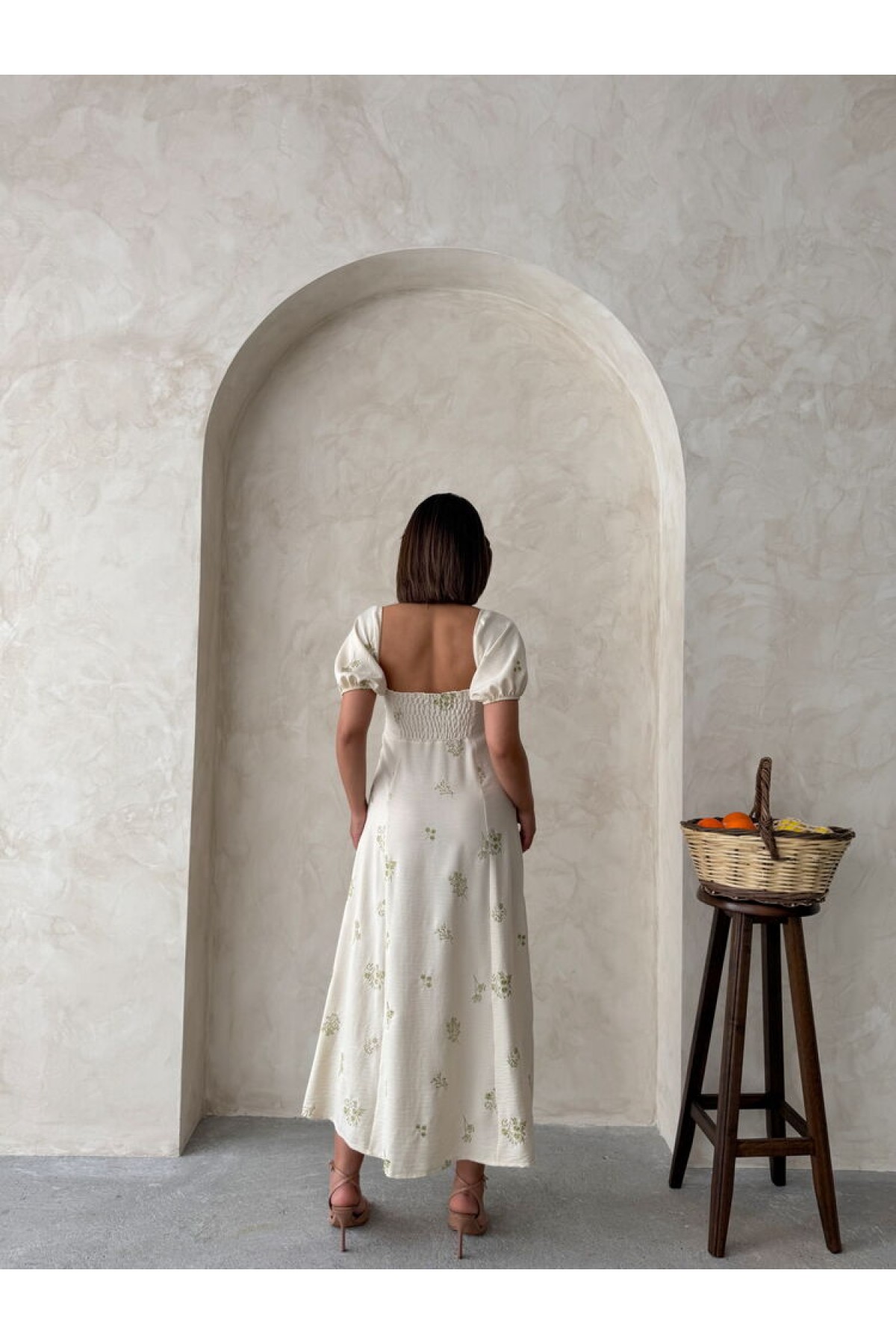 Embroidered Linen Wholesale Dress 