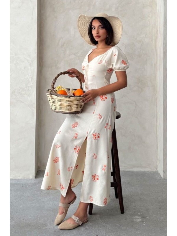 Embroidered Linen Wholesale Dress 
