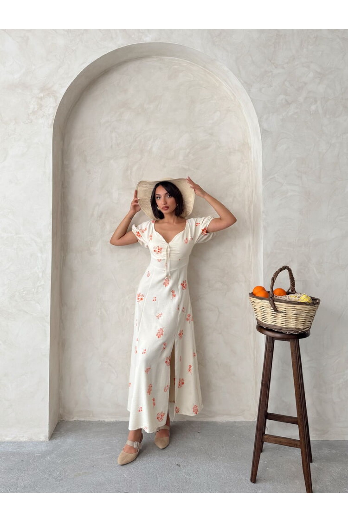 Embroidered Linen Wholesale Dress 