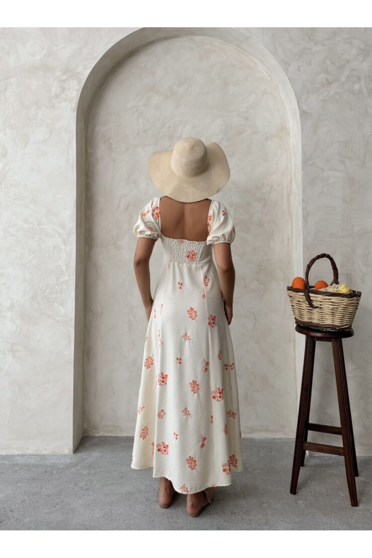 Embroidered Linen Wholesale Dress 
