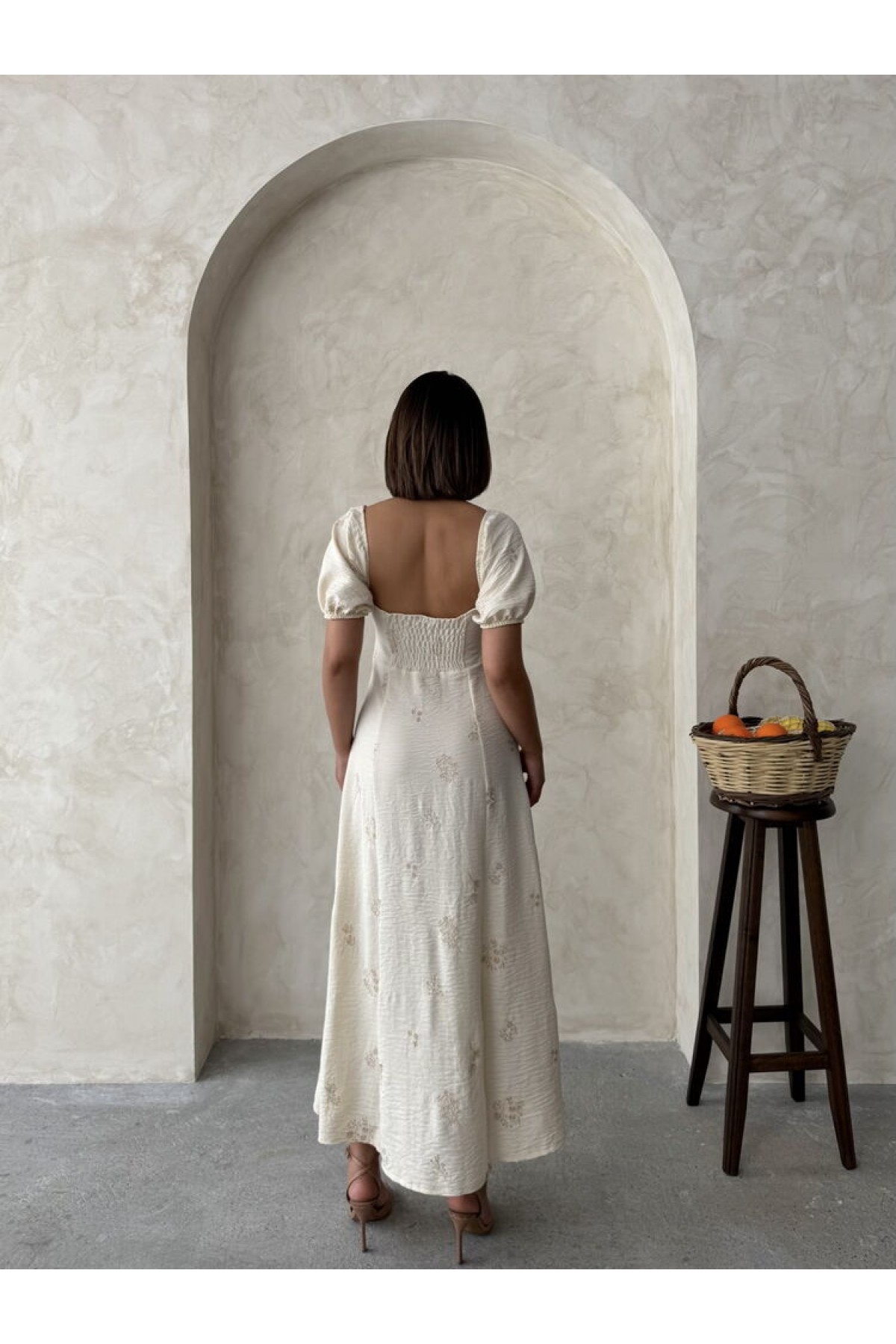 Embroidered Linen Wholesale Dress 