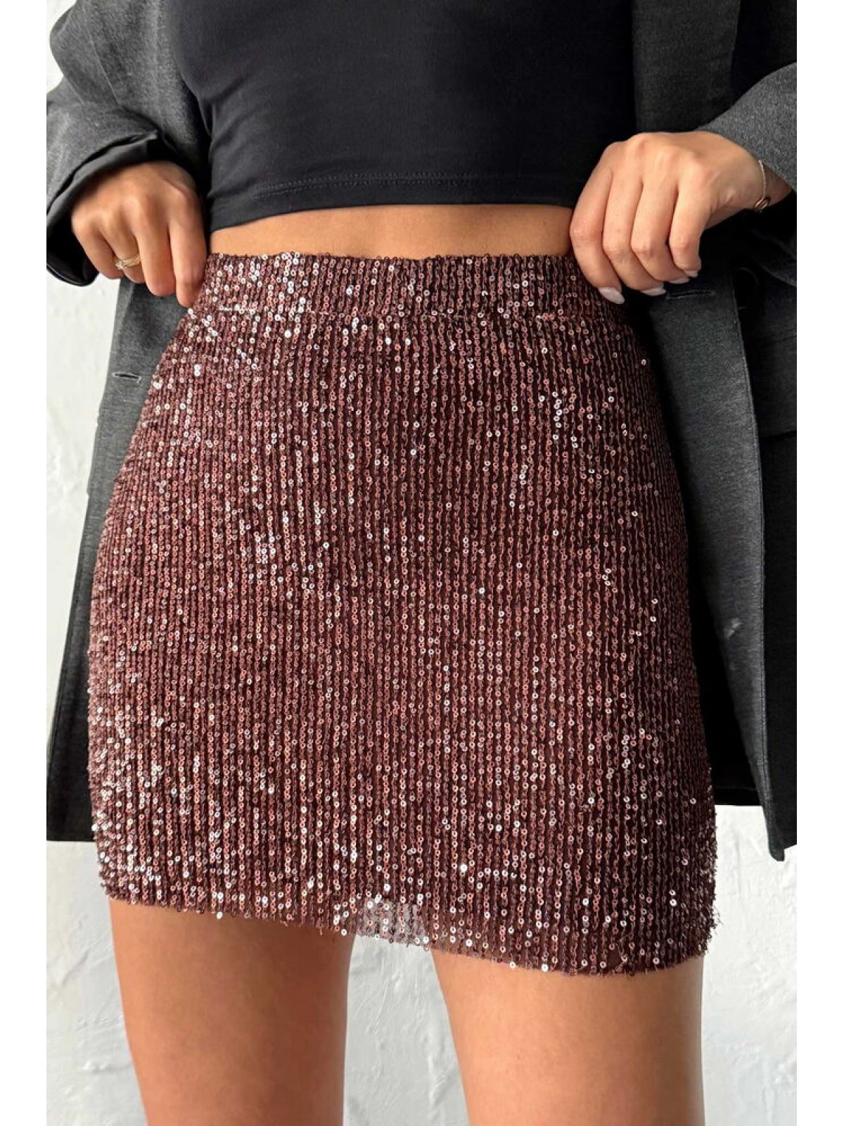 Topshow Pullu Etek - Kahve | F1980