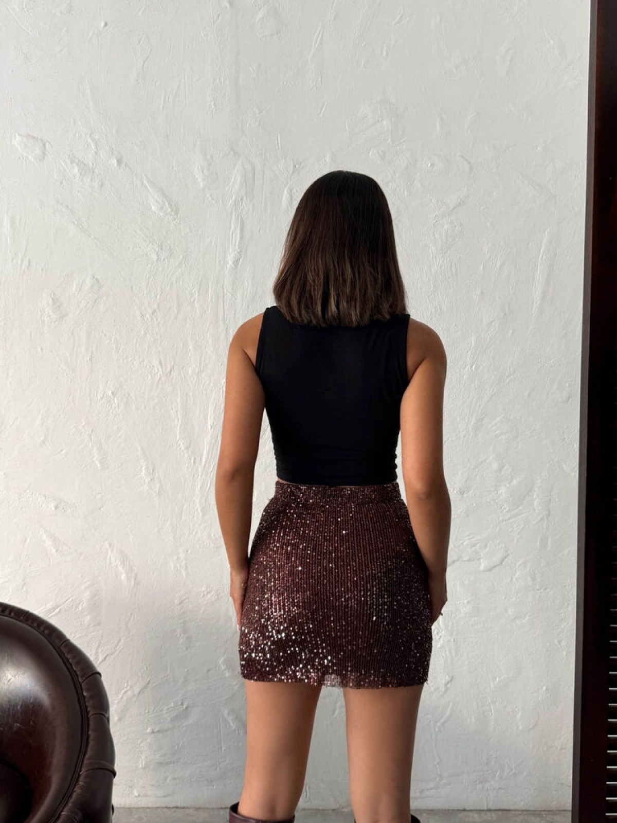 Topshow Pullu Etek - Kahve | F1980