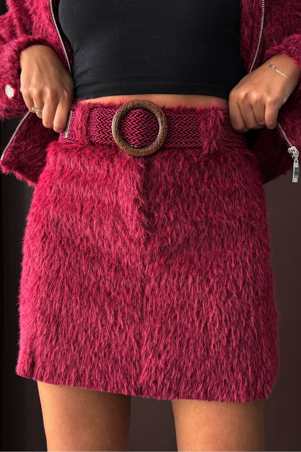 Faux Fur Look Mini Skirt  