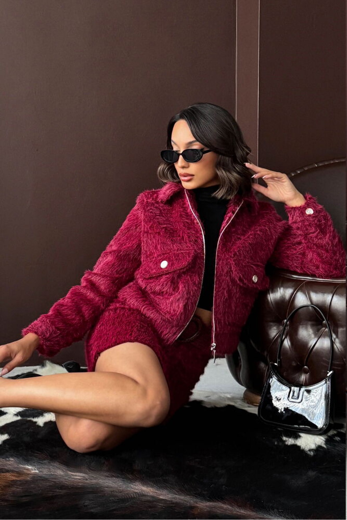 Faux Fur Look Mini Skirt  