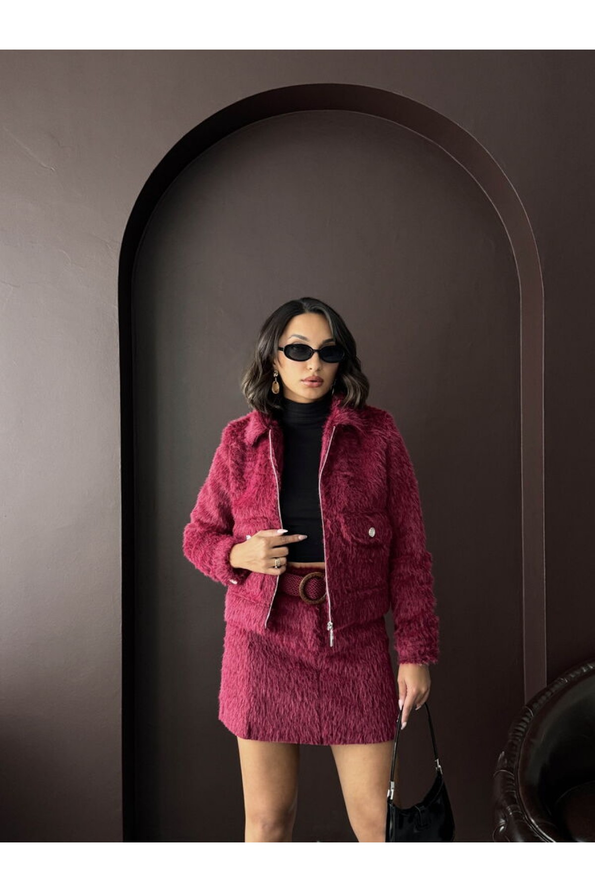 Faux Fur Look Mini Skirt  