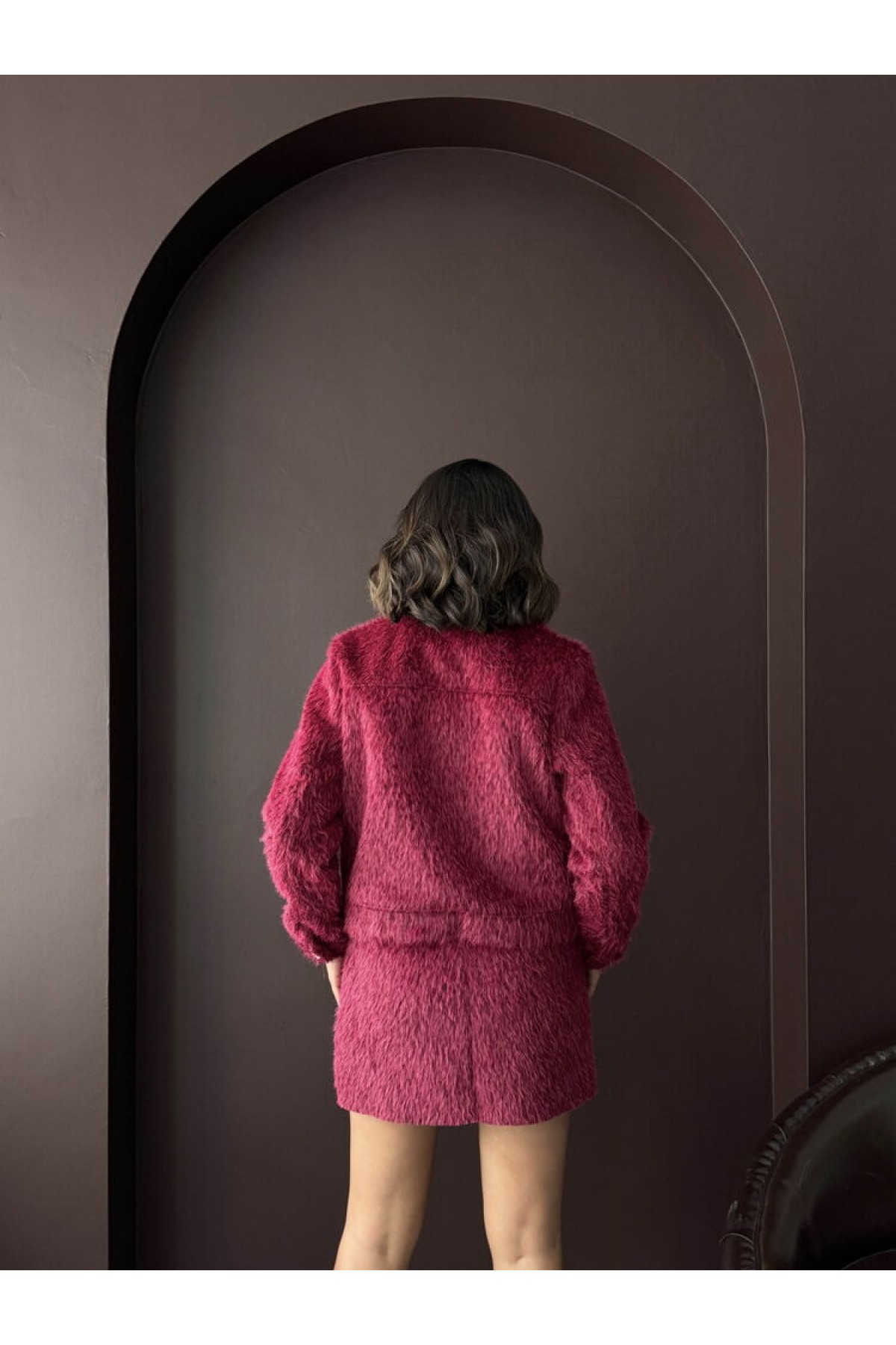 Faux Fur Look Mini Skirt  