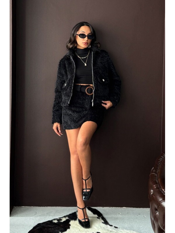 Faux Fur Look Mini Skirt  