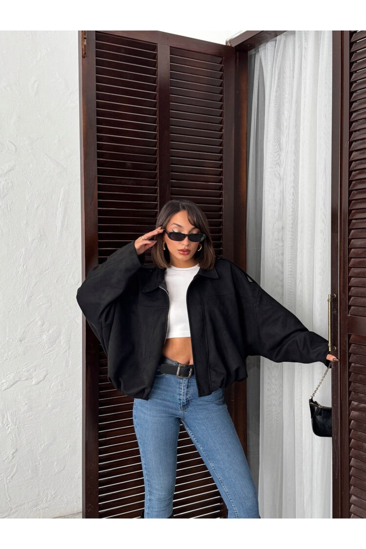 سترة توب شو سكوبا من جلد الغزال 