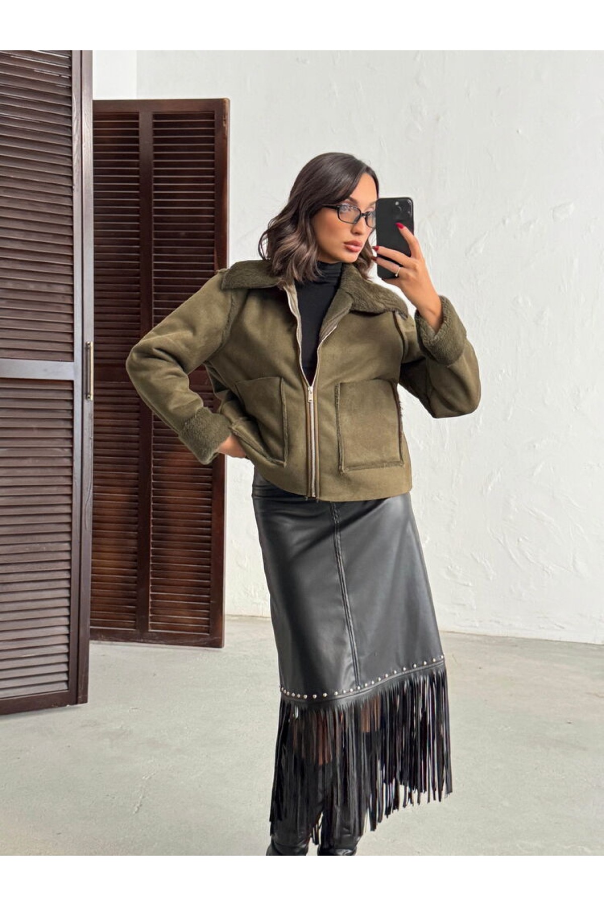 معطف توب شو المصنوع من جلد الغزال والأرانب المصفح للبيع بالجملة 