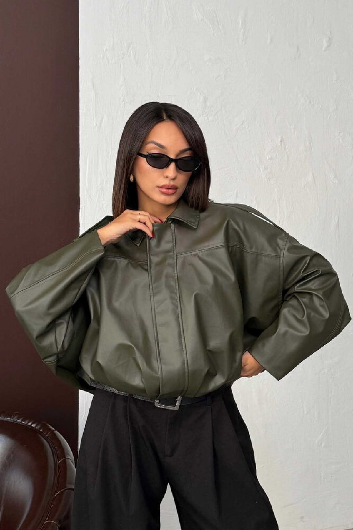 معطف من الجلد الصناعي F 2035 