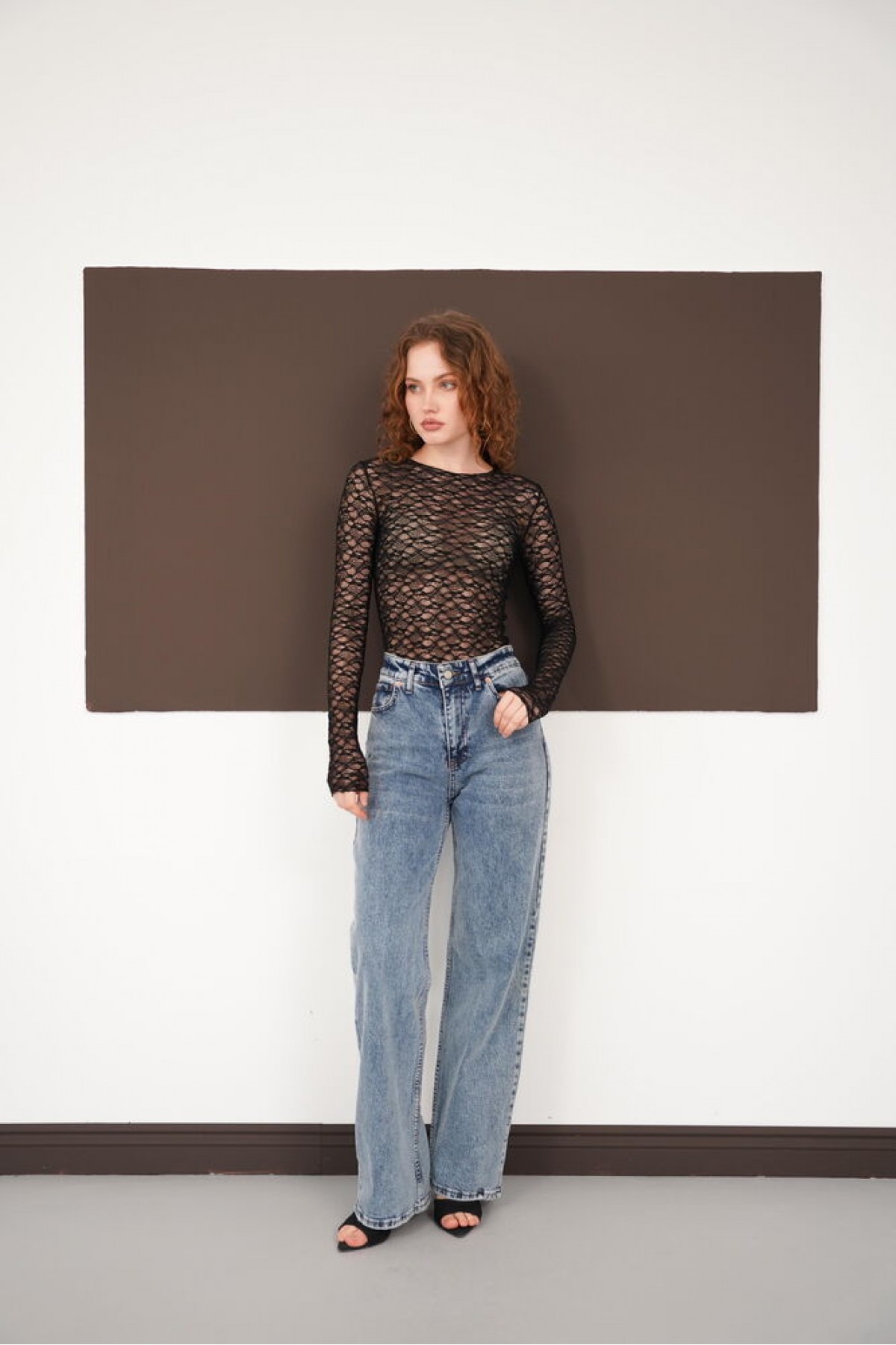 Dantel  Toptan Bluz - Siyah | F2092 - Topshow