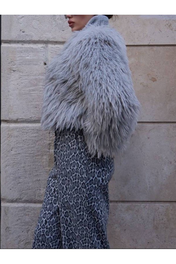 Sakallı Ceket Mont  -Gri