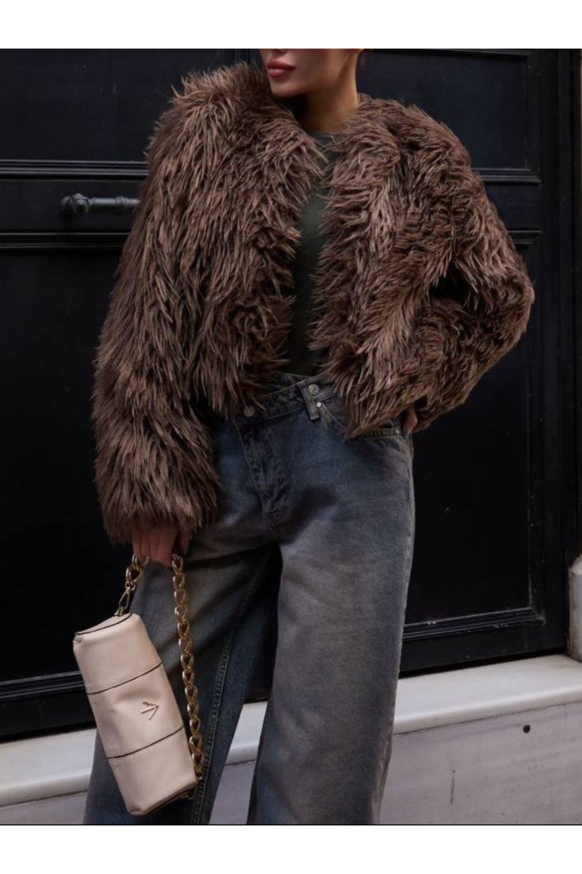 Sakallı Ceket Mont  -K. Kahve