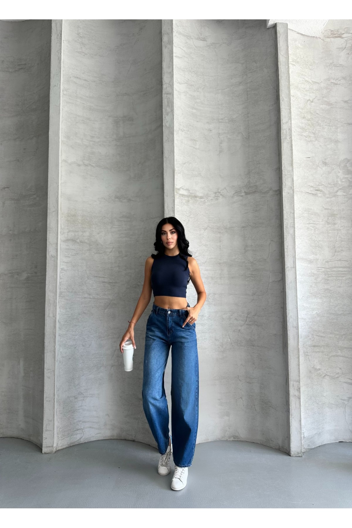 SKATER JEANS -Mavi