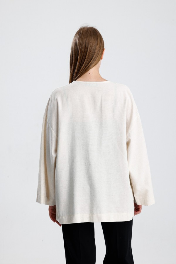 natüral dokulu kimono -Ekru