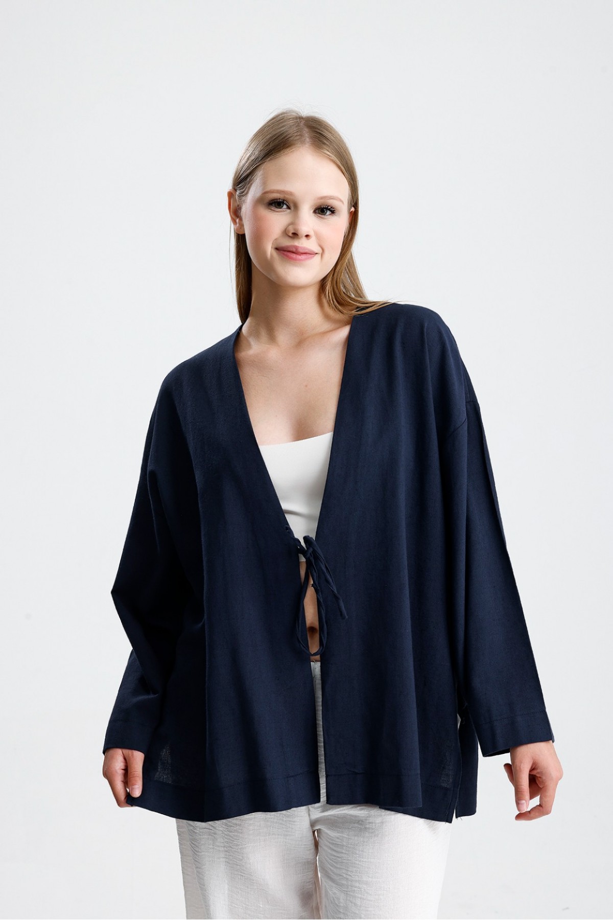 Kimono lacivert dokulu -Lacivert