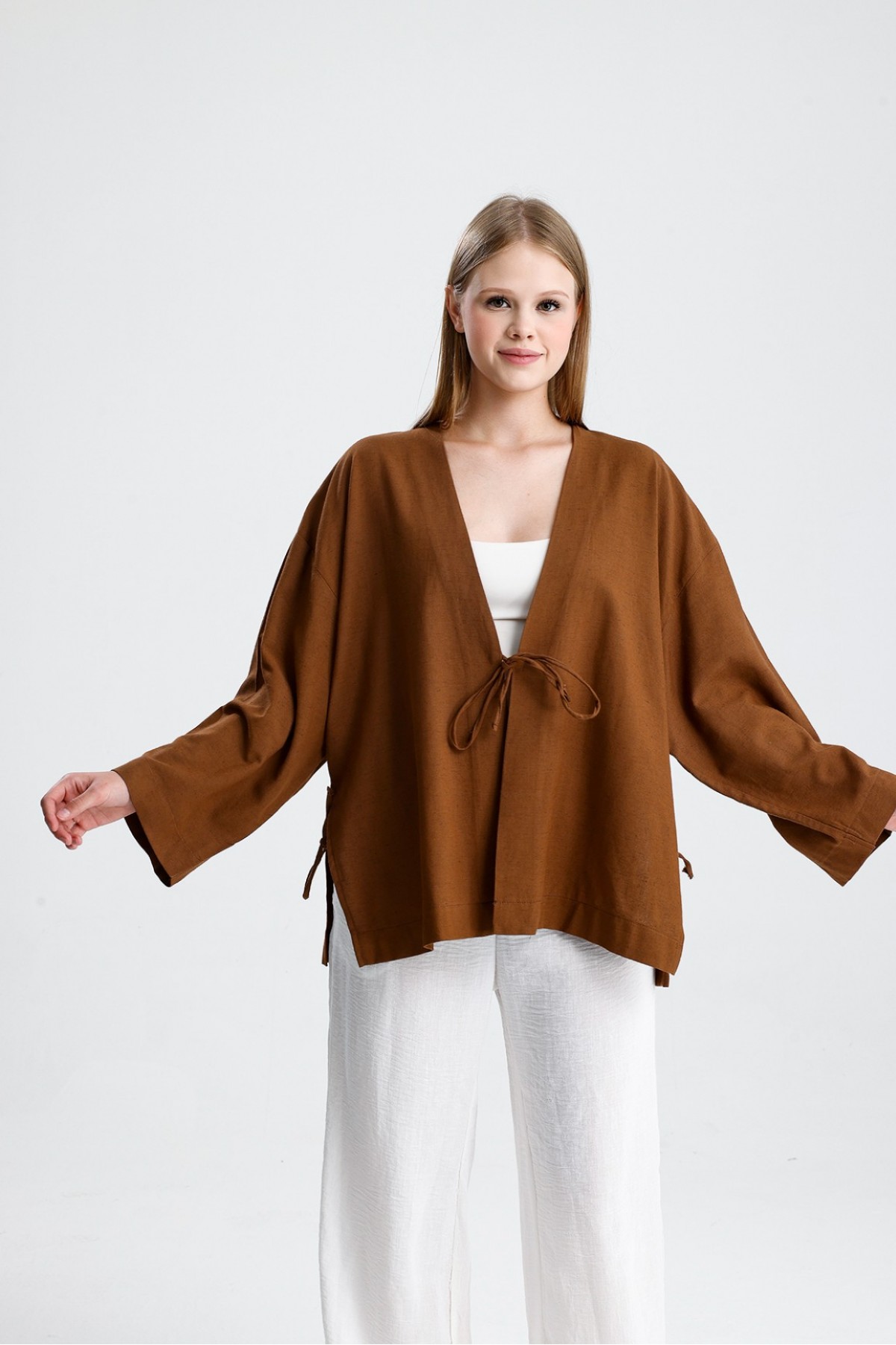 Kimono Brown textured -Dark Coffee