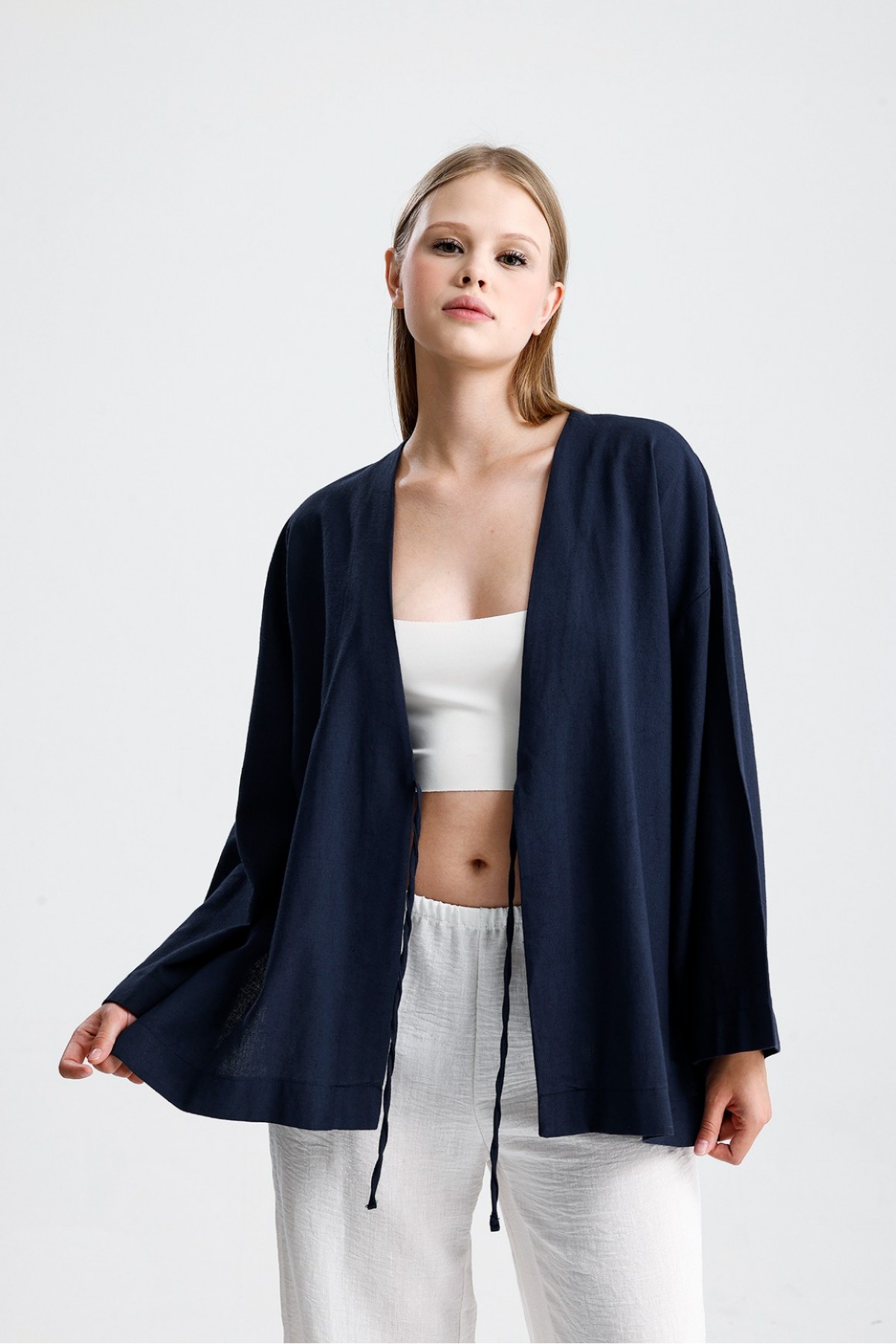 Kimono lacivert dokulu -Lacivert