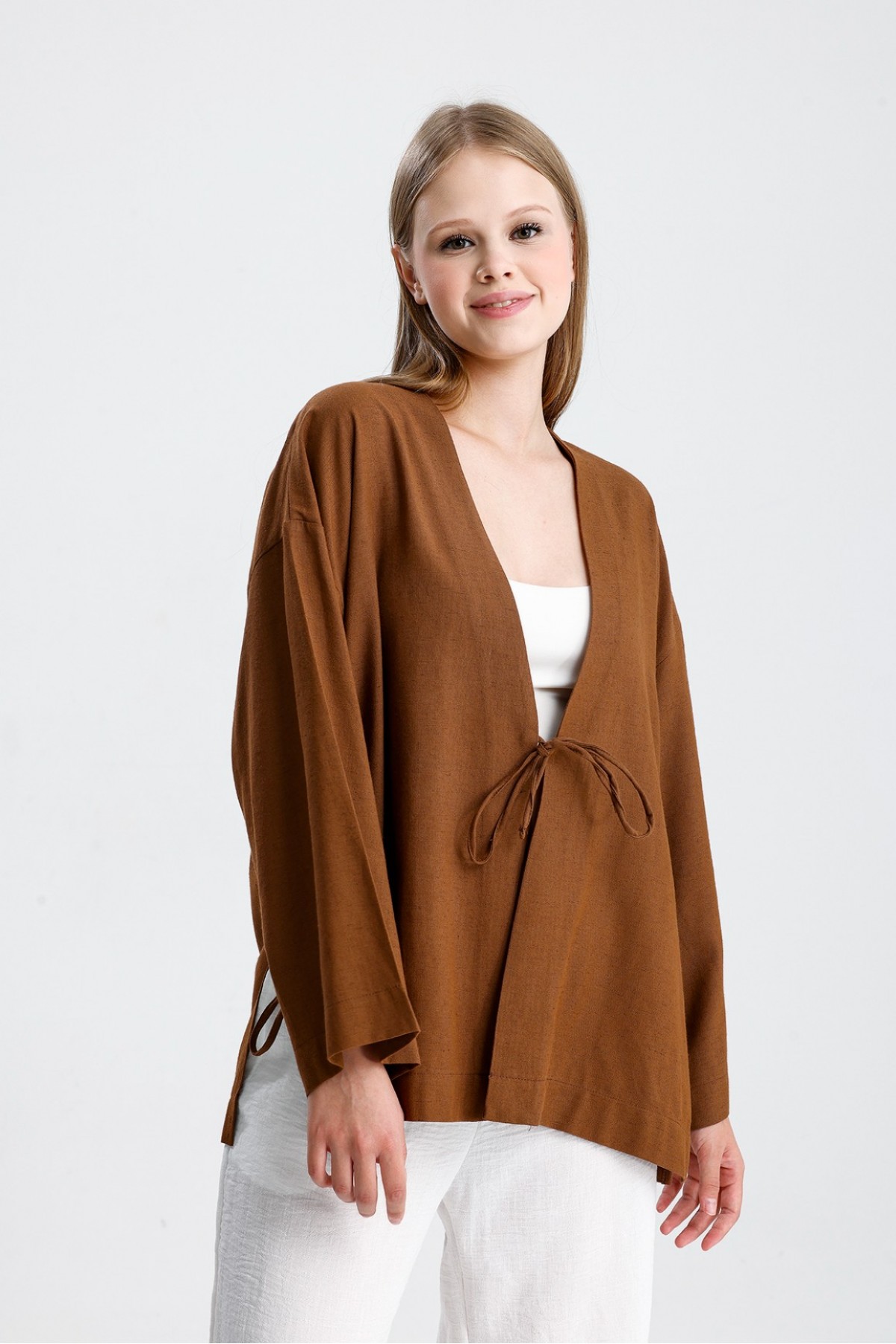 Kimono Brown textured -Dark Coffee