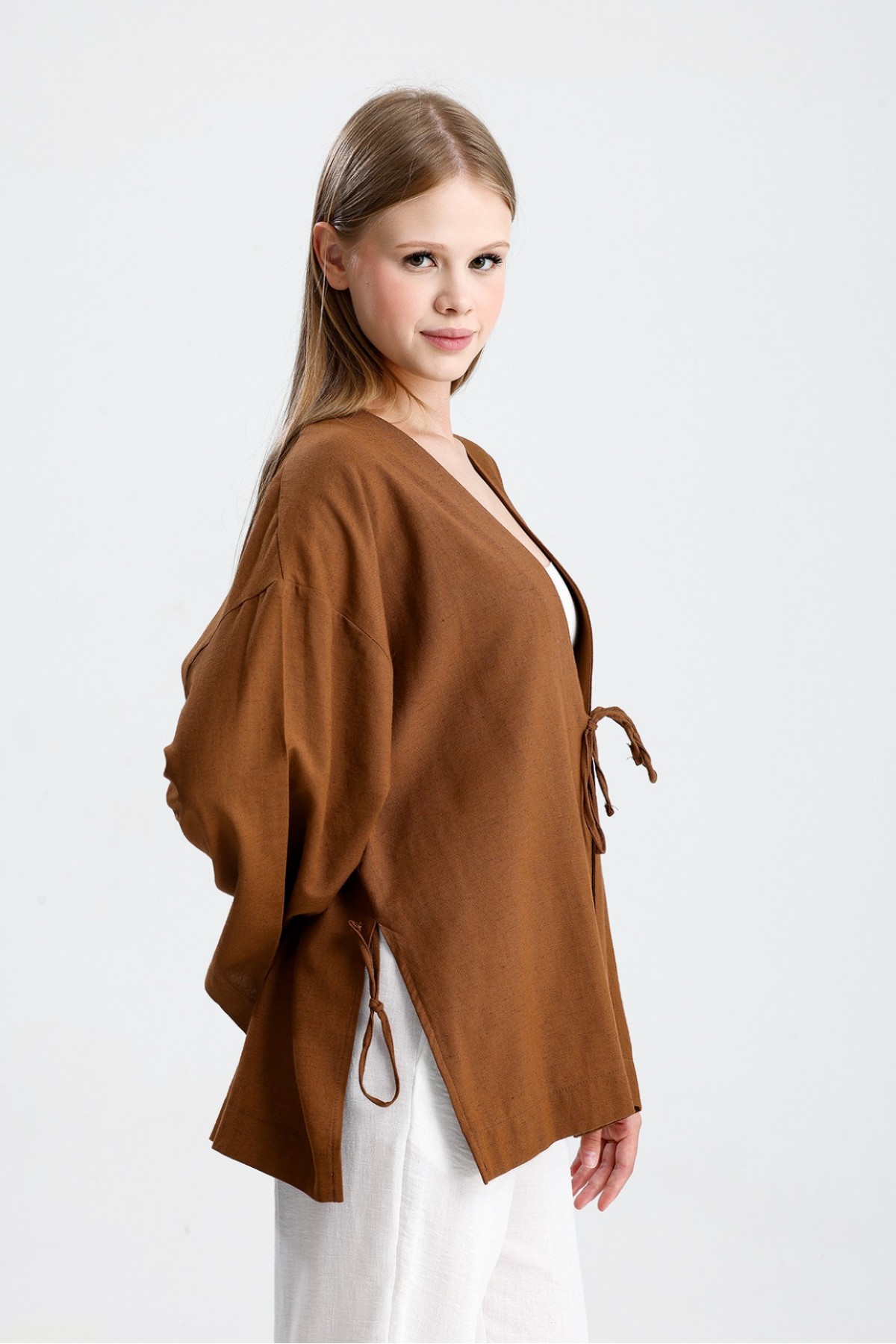 Kimono Brown textured -Dark Coffee