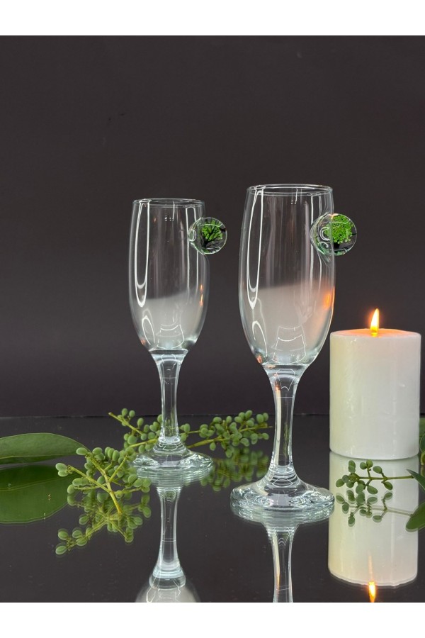 Yeşil Çiçekli Kokteyl Kadehi -Orman Yş.