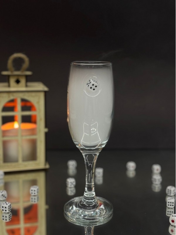Dice-Detailed Cocktail Glass -White
