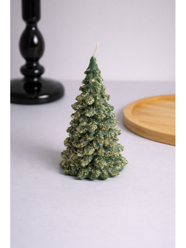 Green Pine Tree Candle Set, Decorative Candles -Forest Green