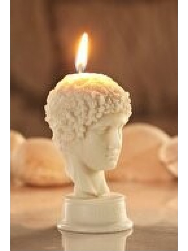 Antique Hermes Bust Amber Scented Soy Wax Candle -White