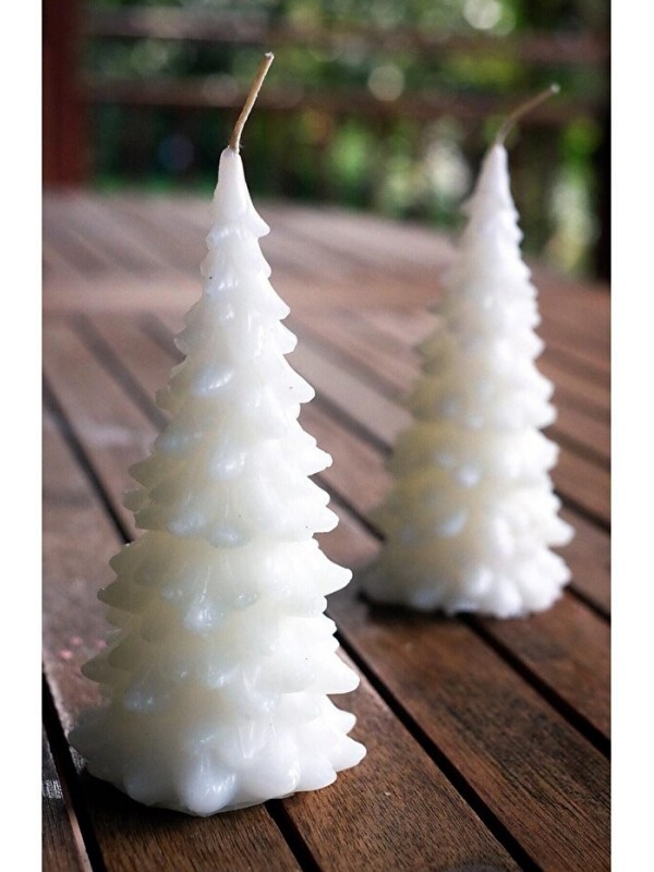 White Pine Tree Candle White Scented Candle -White