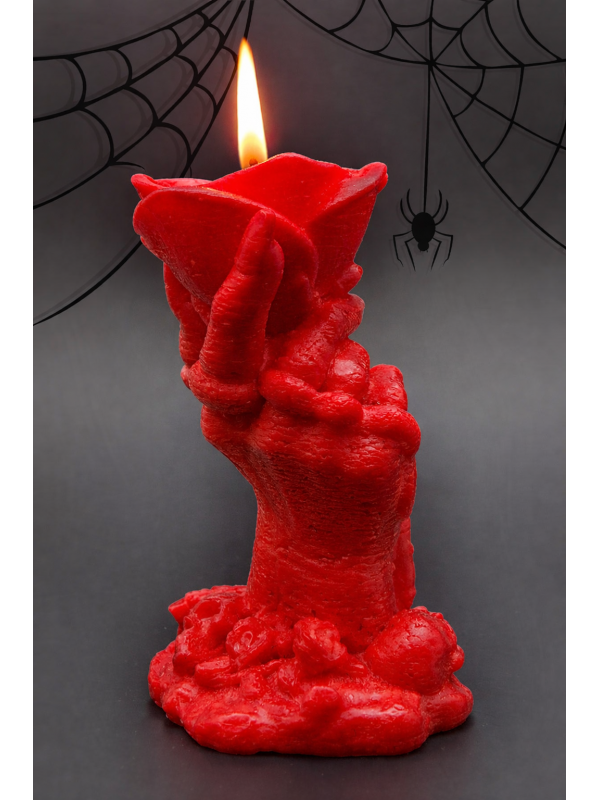 Unique Orient Mix Scented Red Rose Holding Hand Model Decorative Candle -Red