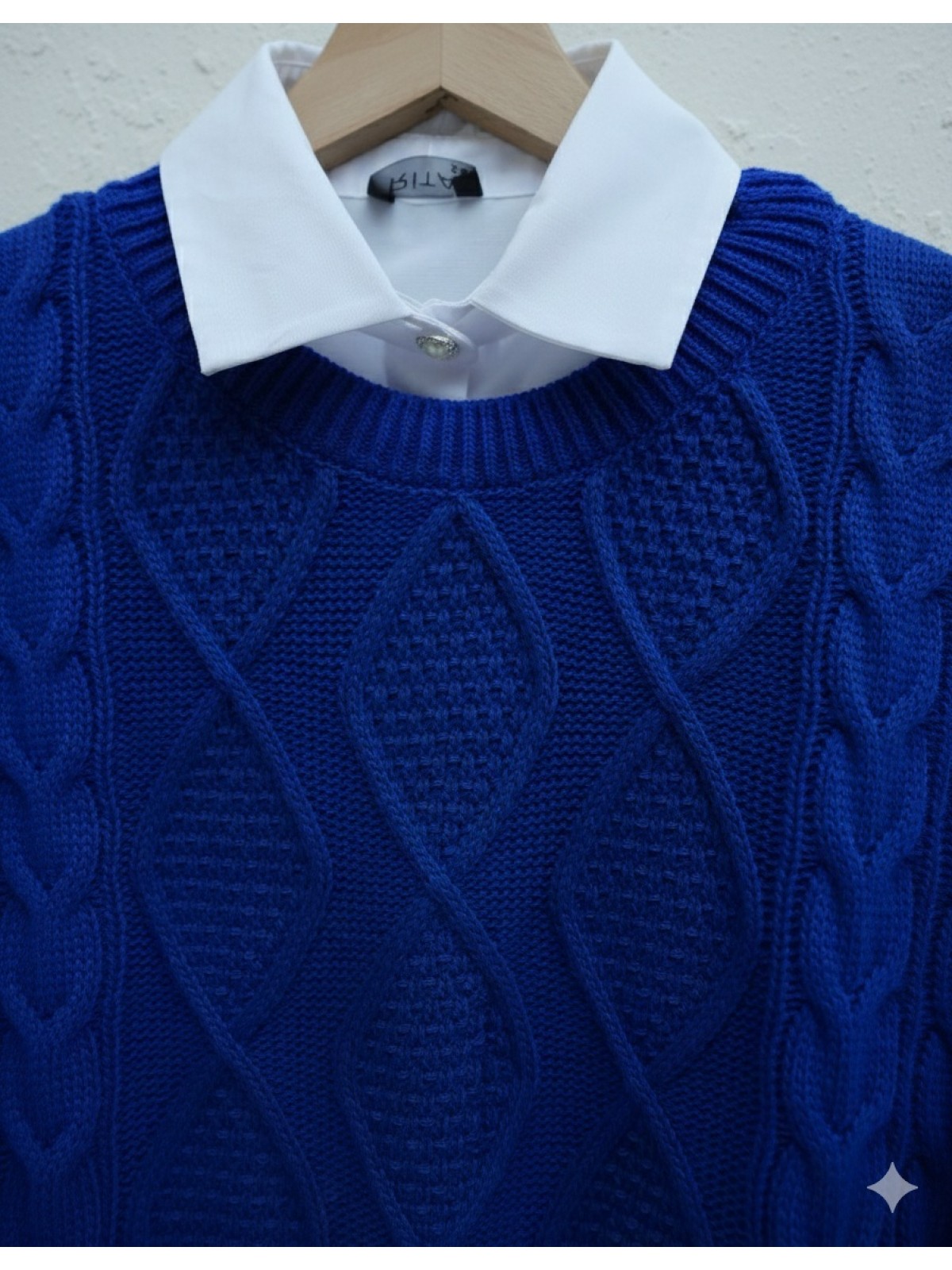 Petek Desen Kışlık Salaş Triko Kazak          -Saks