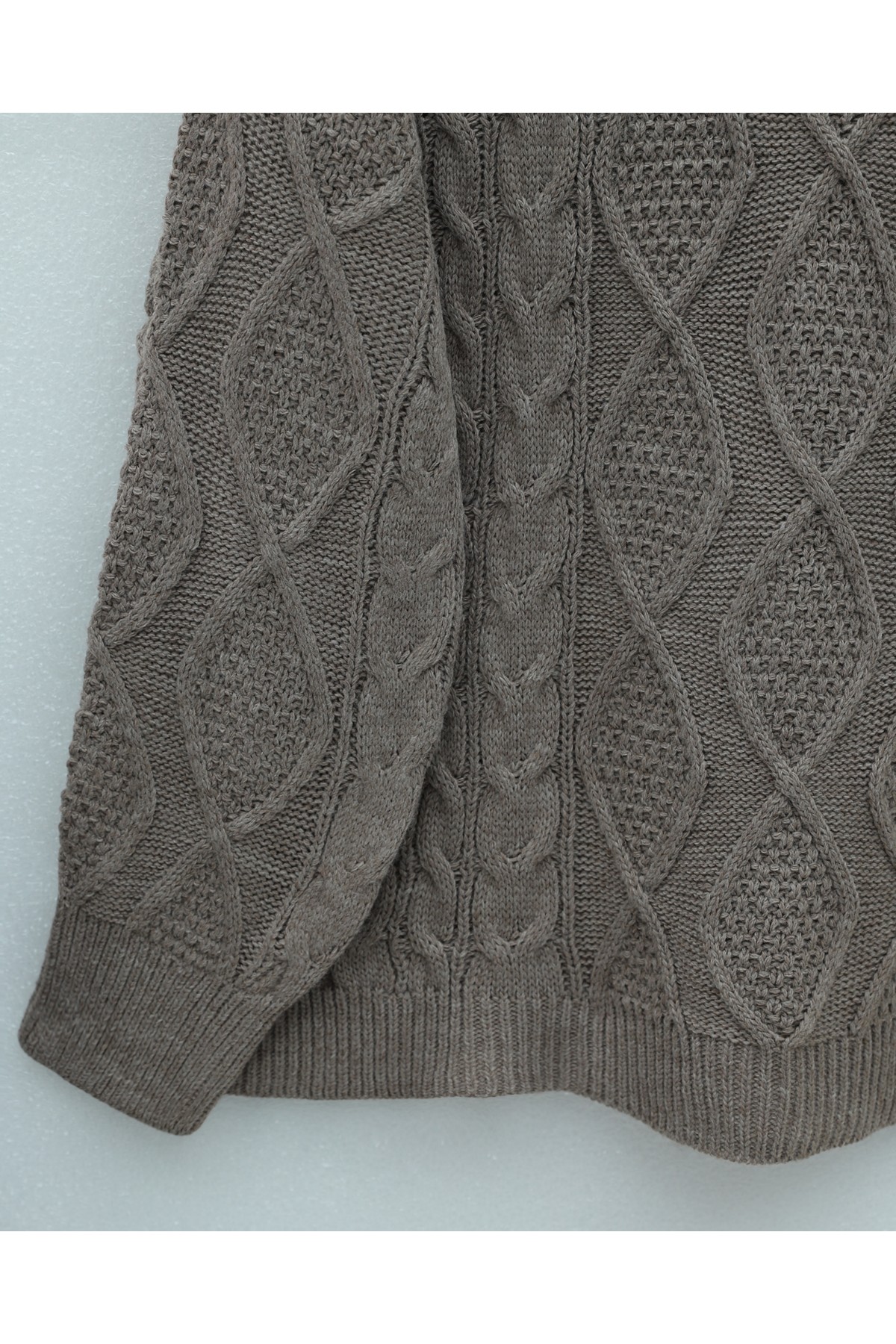 Petek Desen Kışlık Salaş Triko Kazak             -Toprak