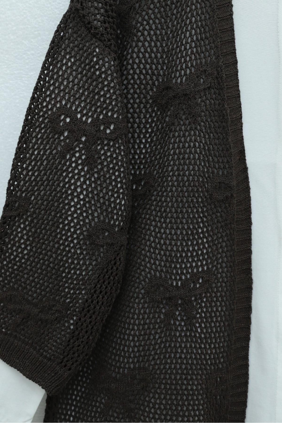 Fiyonk Desenli Ajurlu Triko Hırka -K. Kahve