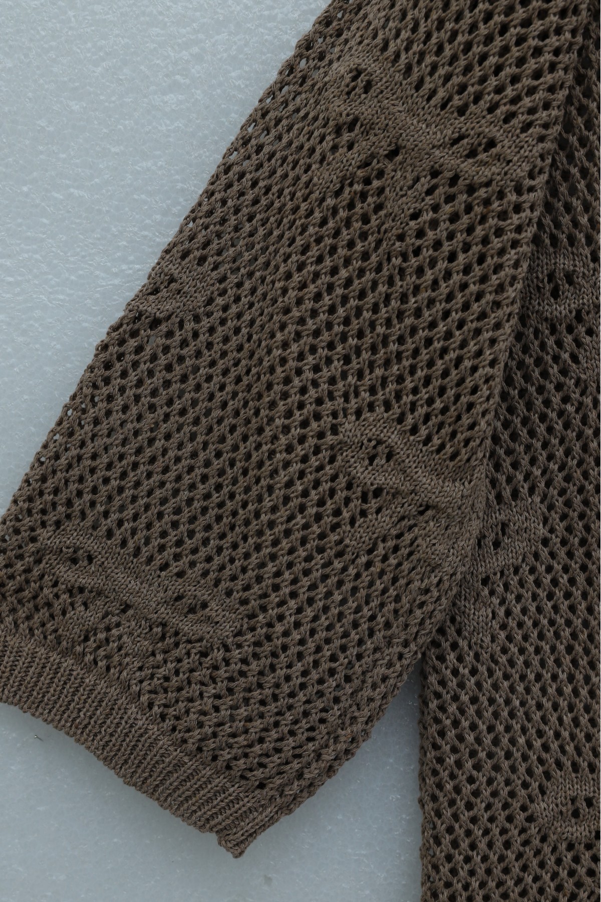 Bow Patterned Openwork Knit Cardigan  -Light coffee