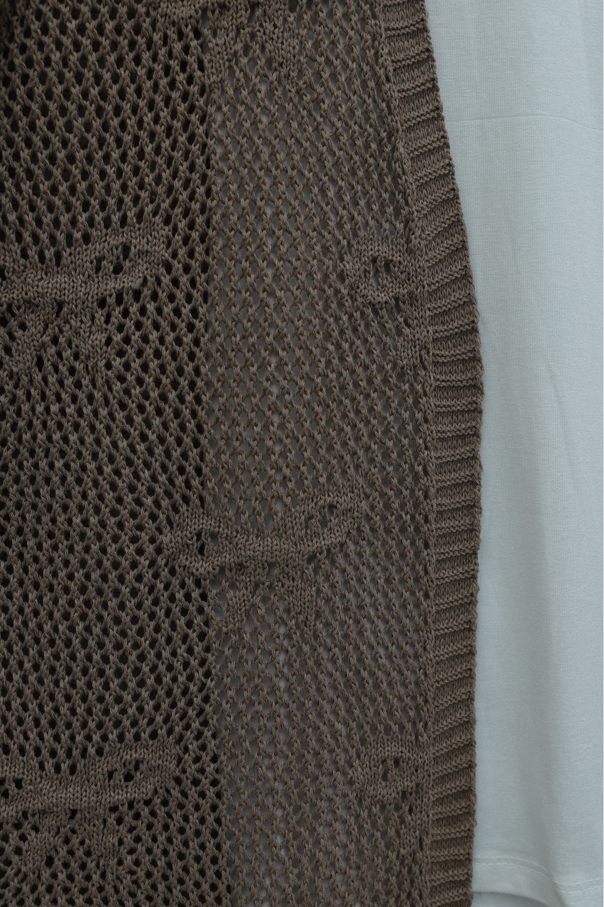 Bow Patterned Openwork Knit Cardigan  -Light coffee