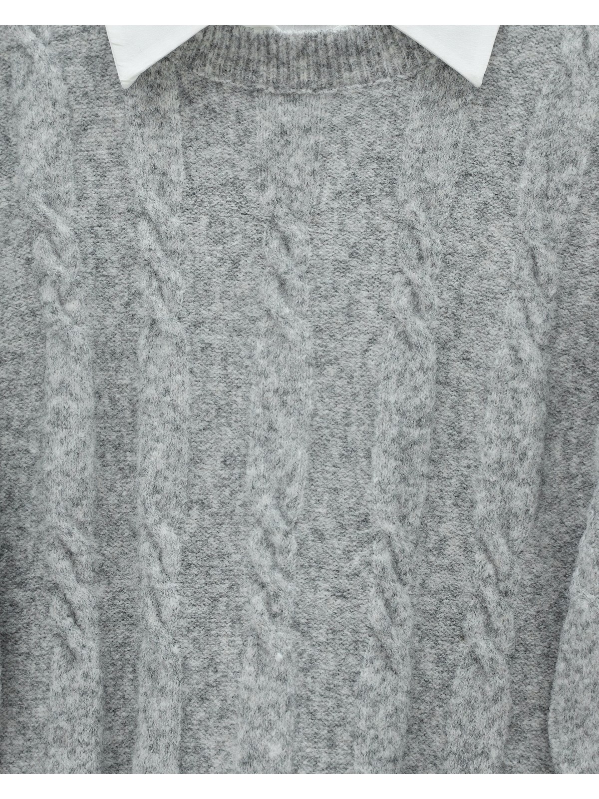 Kabartma Desenli Yumoş Triko Kazak -Gri