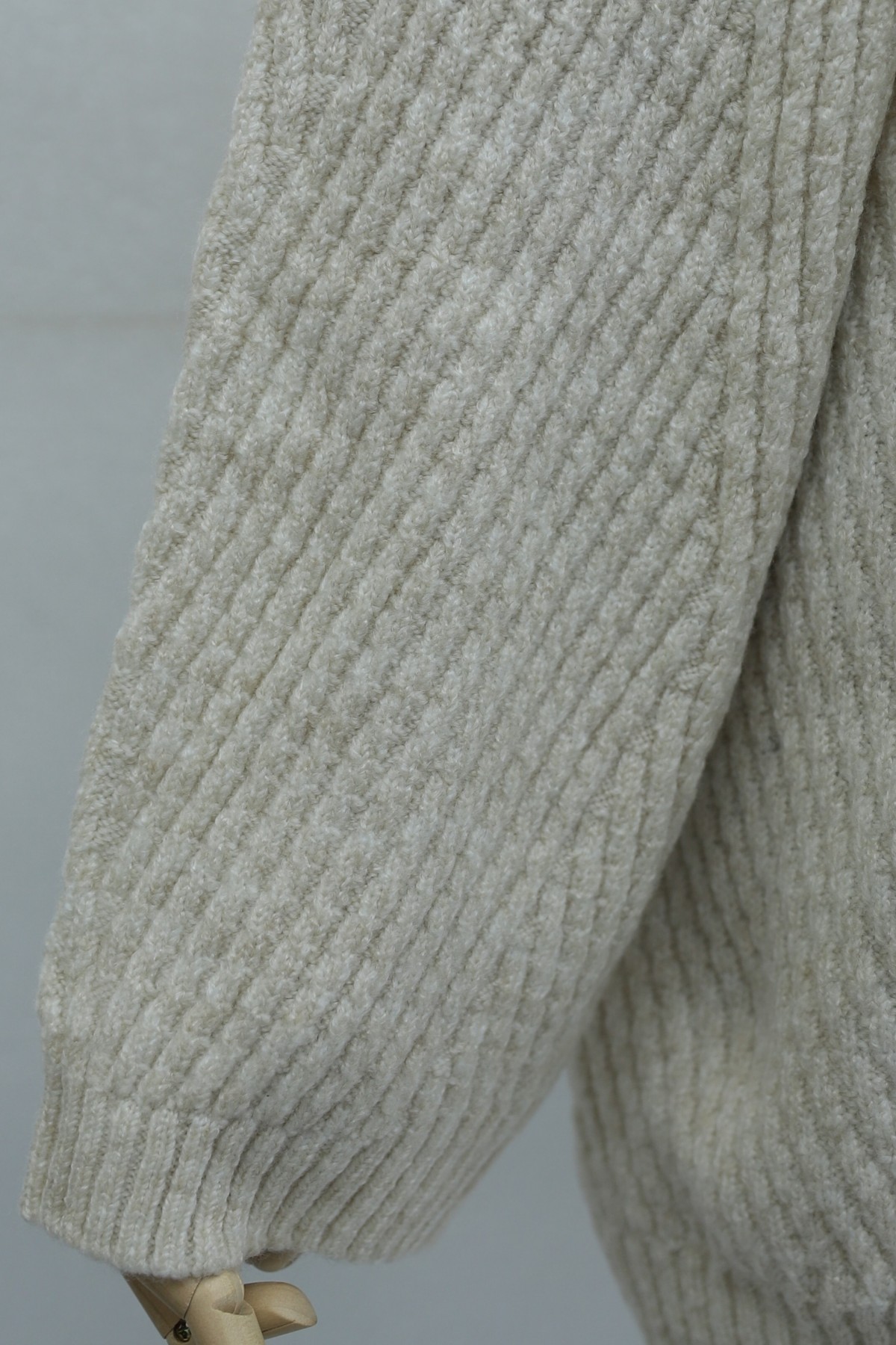 Crew Neck Patterned Loose-Fit Knit Tunic -Stone