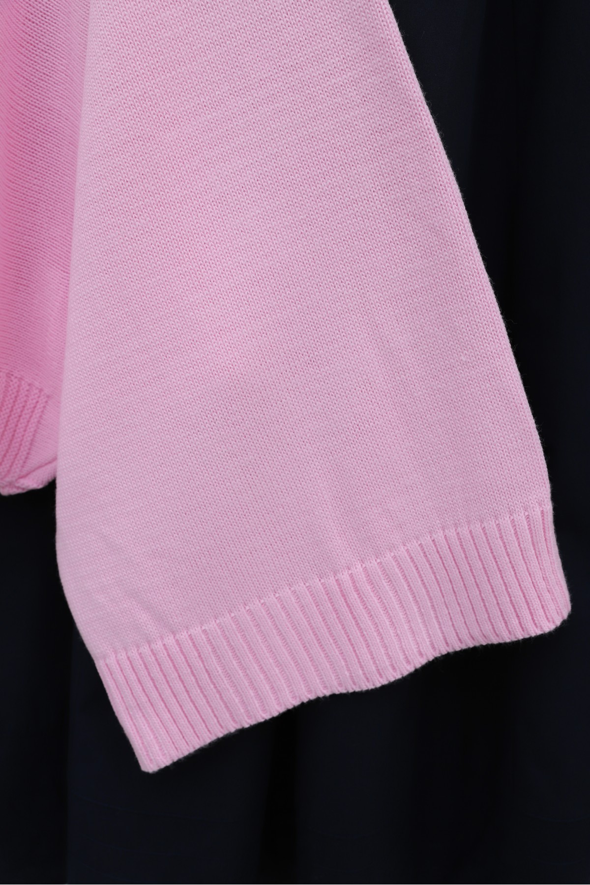 Yarım Boğazlı Yarasa Kol Etek Üstü Triko Kazak -Pembe