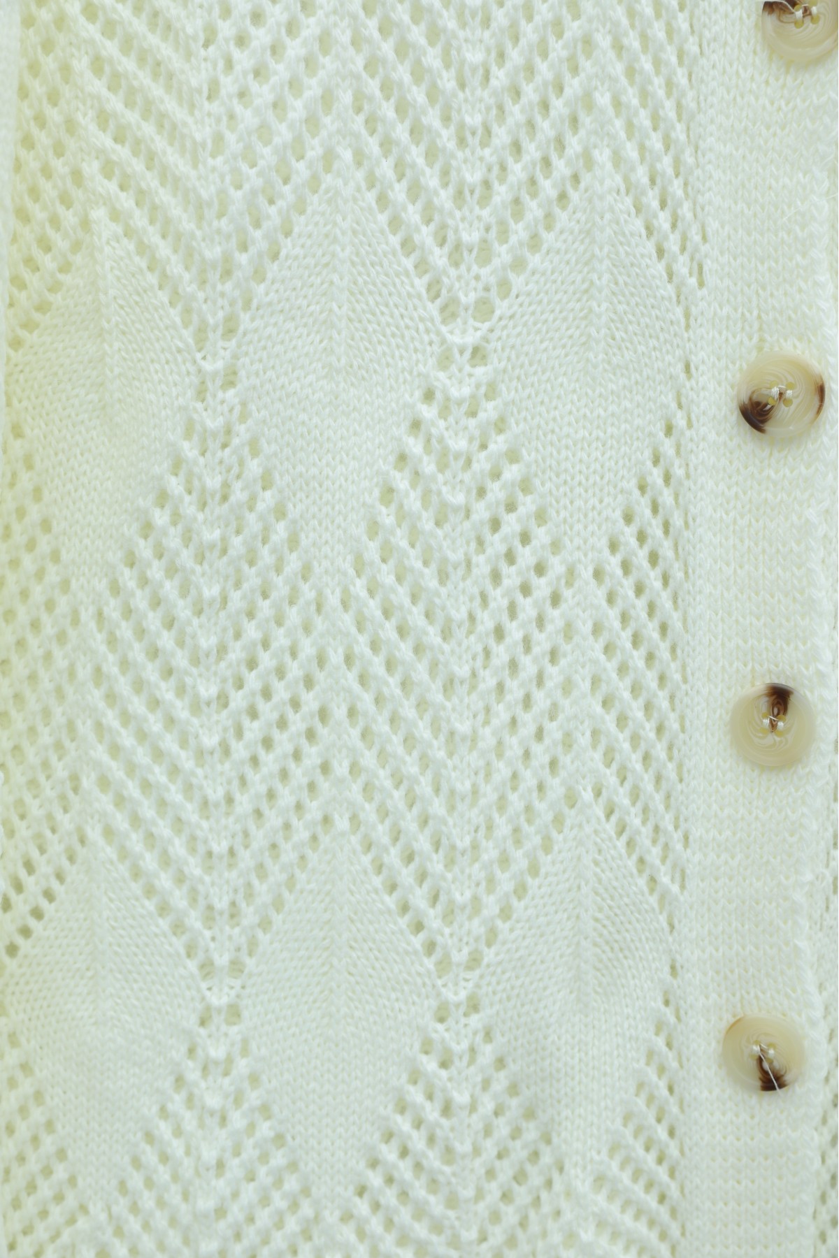 Leaf Patterned Openwork Knit Cardigan -White