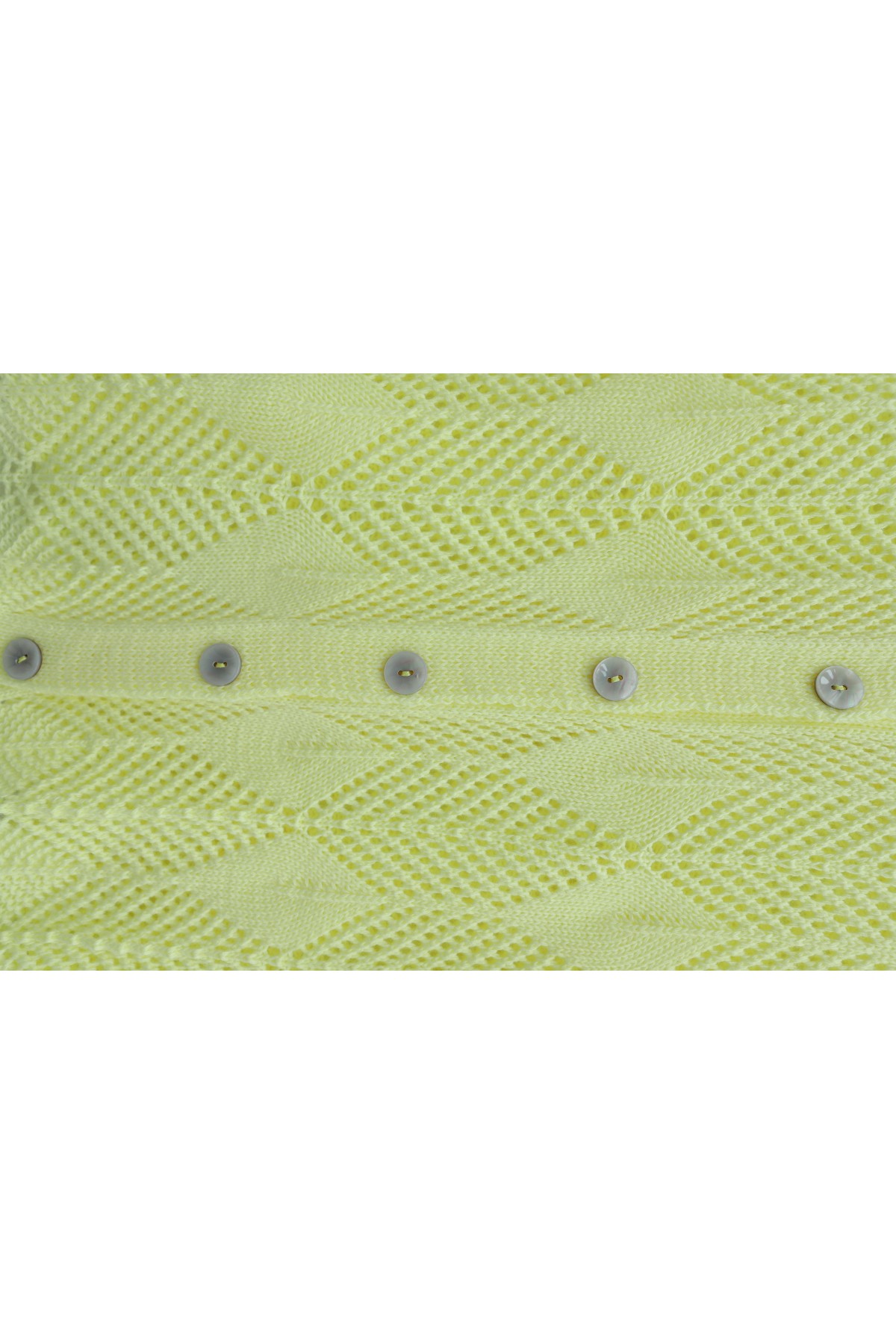 Leaf Patterned Openwork Knit Cardigan  -Yellow